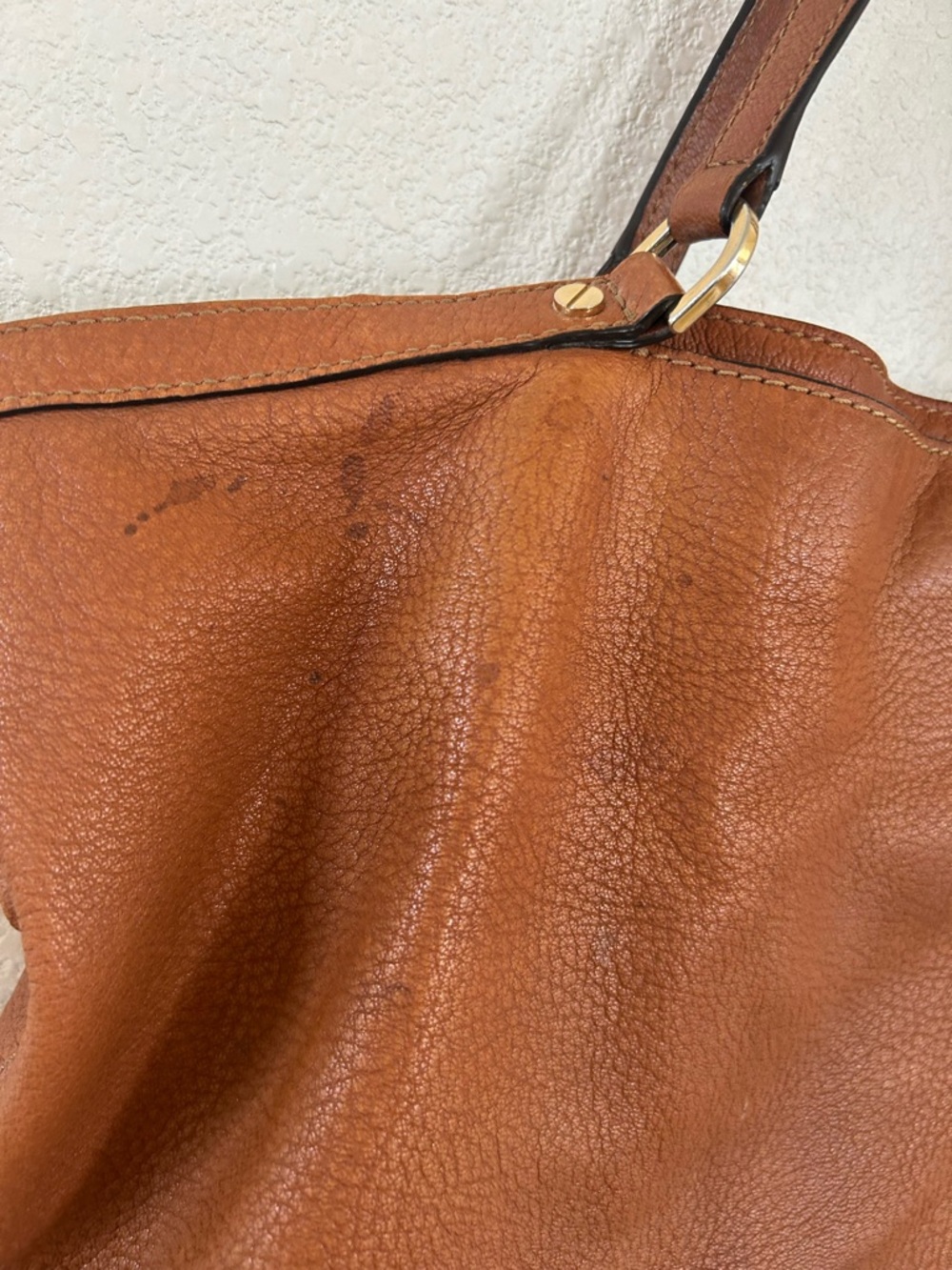 Michael Kors Chestnut Pebbled Leather Shoulder Bag with Gold Hardware - Picture 16 of 16
